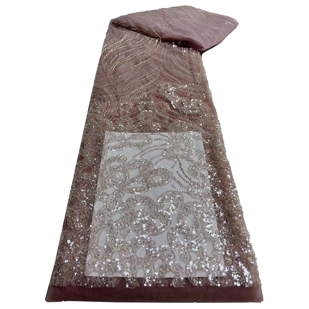 Африканские блестки бисерные кружевные ткани 2024 высококачественное кружево 5