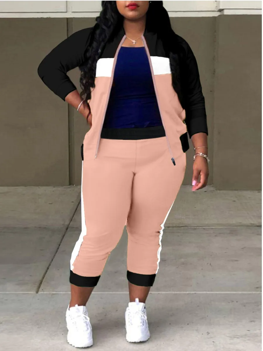 

LW Plus Size Womens Fashion 2 Pieces Outfits Color Lump Pants Set autumn winter NEW two piece set women sport matching sets