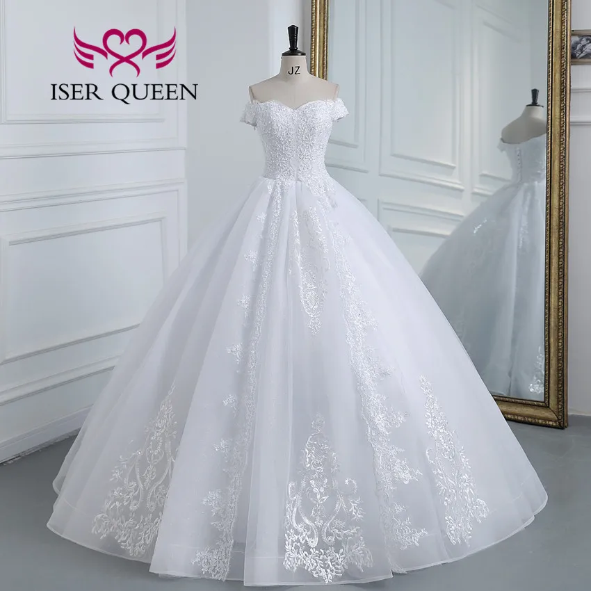 

Off Shoulder Beautiful Lace Appliques Wedding Dresses 2023 Lace Up Back Floor Length Plus Size Wedding Dress For Bride WX0320