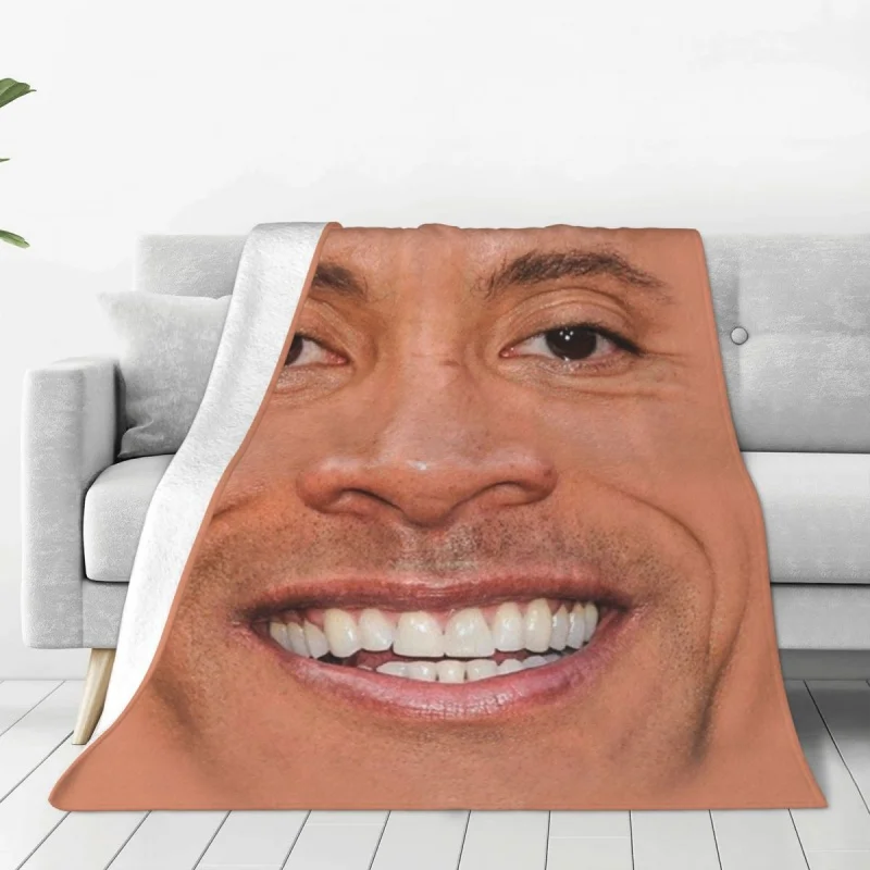 

Dwayne American Actor Johnson Coral Fleece Plush Throw Blanket The Rock Face Blanket for Sofa Car Warm Bed Rug