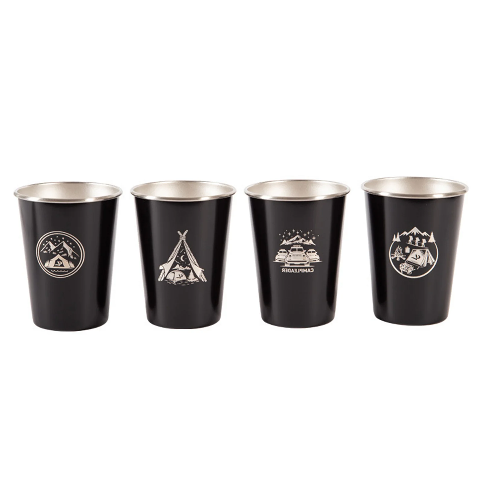 

4pcs Camping Tumbler 12 Oz Stainless Steel Tumbler Insulated Coffee Tumbler Cup Unbreakable Stackable Quality Metal Drinking
