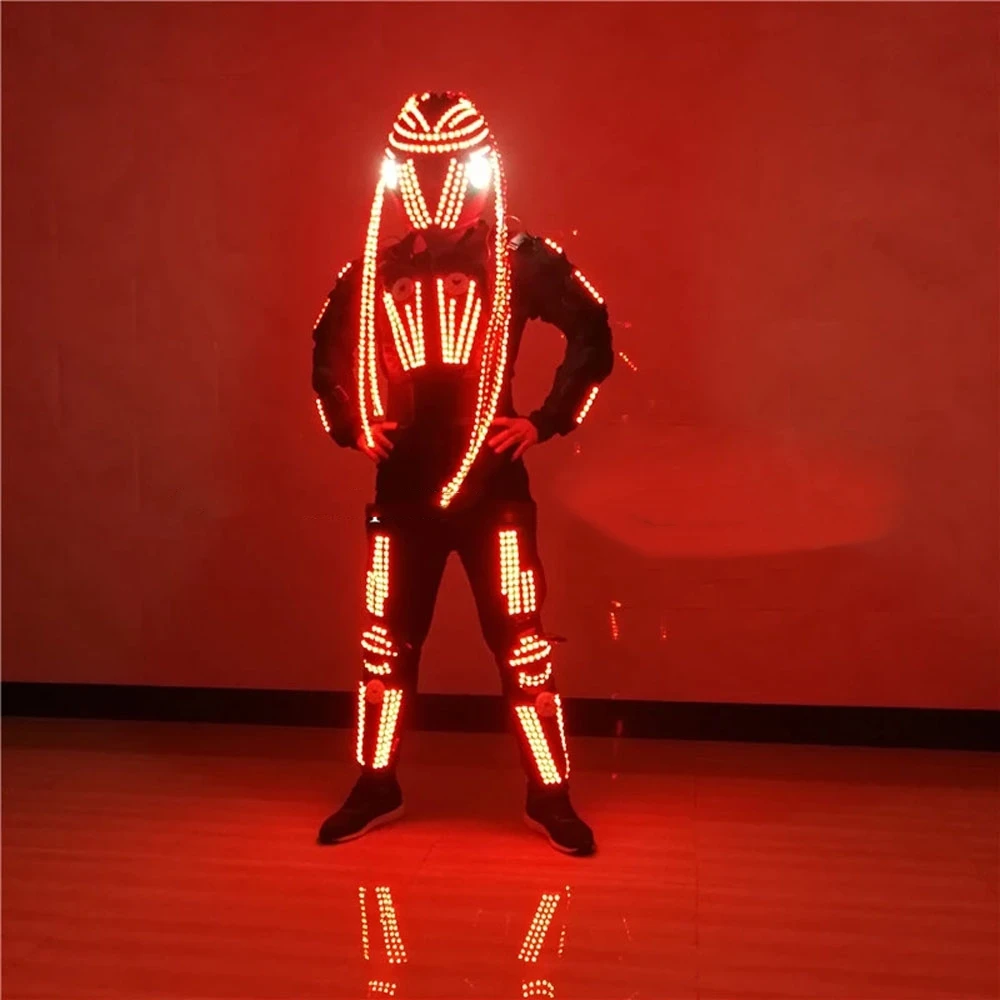 LED Luminous Growing Robot Suit LED RGB Lights Flashing Dancer Costumes DS Party Performance Electronic Music Festival costume