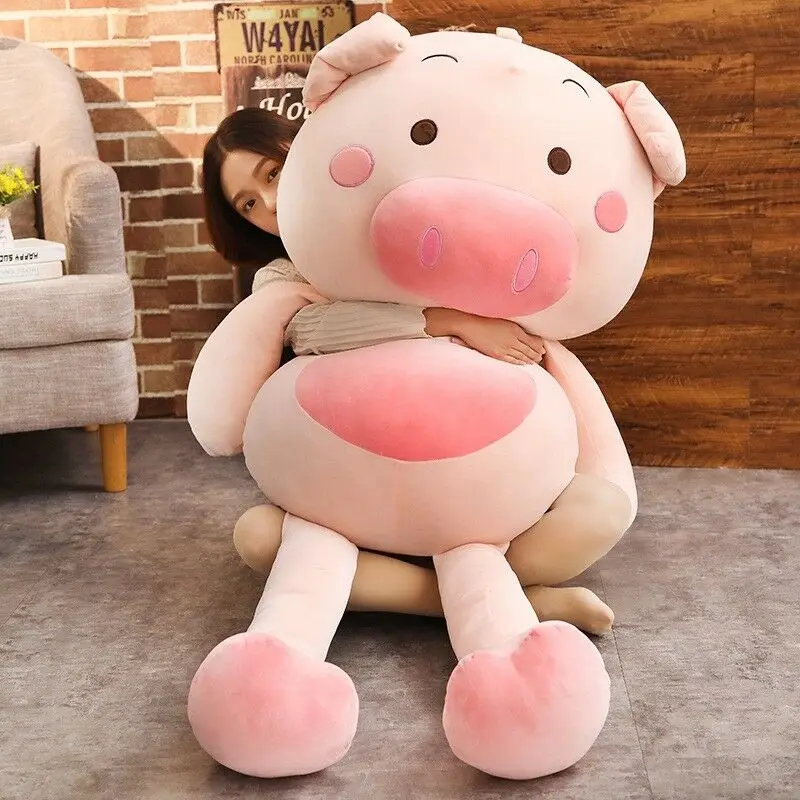

59'' Giant Big Lovely Pig Plush Soft Toy Doll Stuffed Animal Pillow Cushion Gift Toys for Children Plush Toys Cute