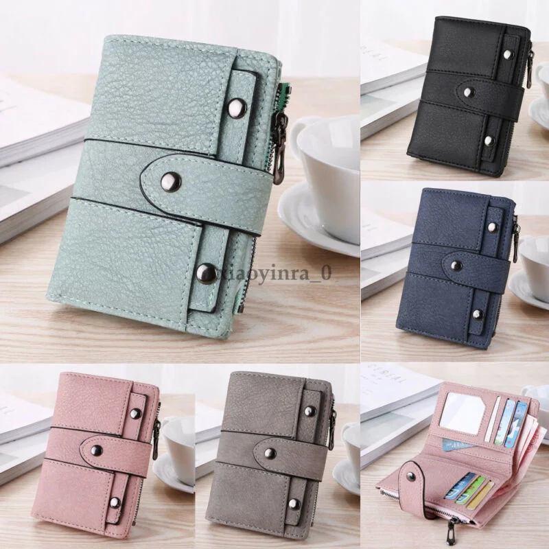 

Women Girl Short Small Wallet Lady Leather Folding Coin Card Holder Money Purse