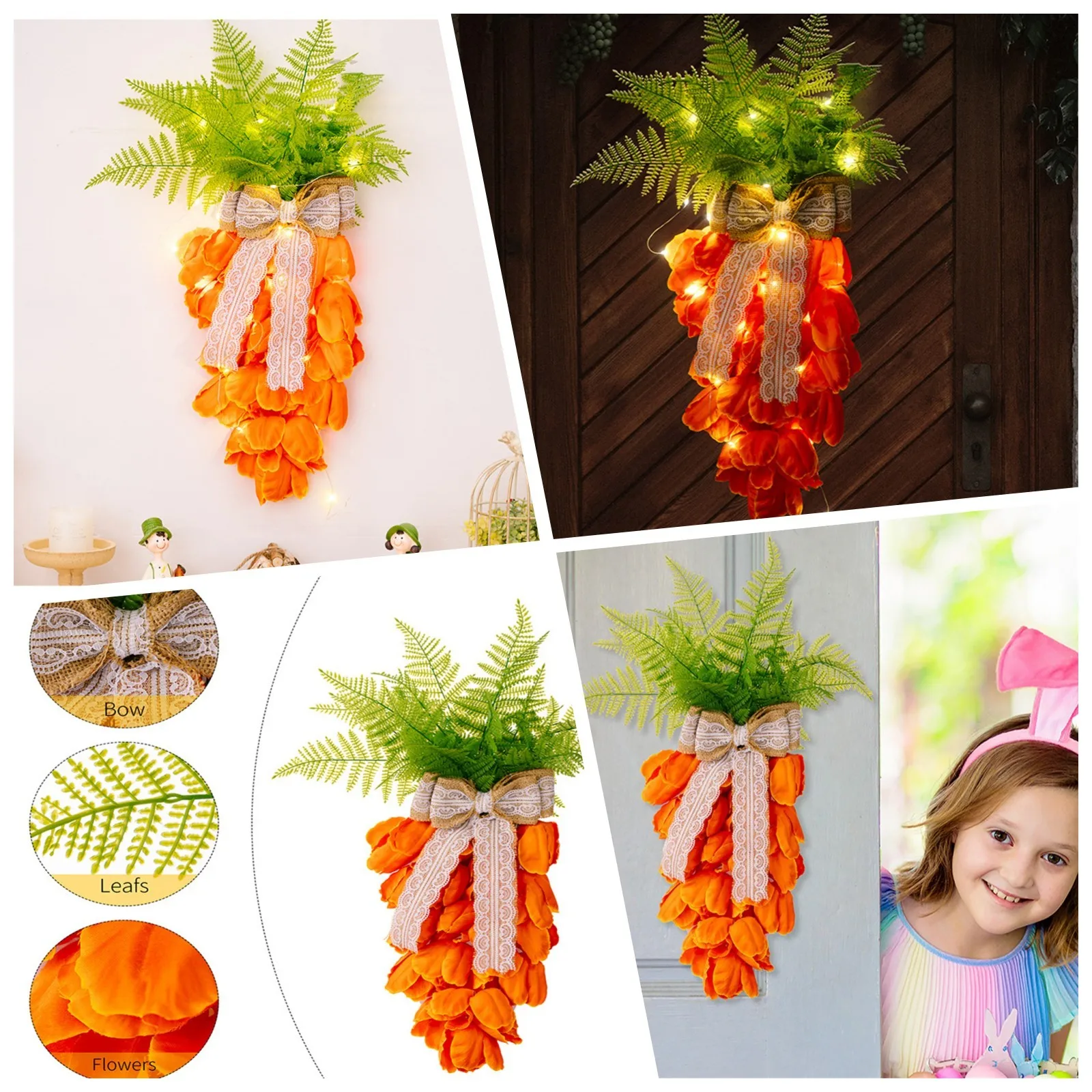 

Mother's Day Tulips Upside Down Tree Decoration Wreath Holiday Artificial Sunflower Wreath Home Door Signs for Front Door