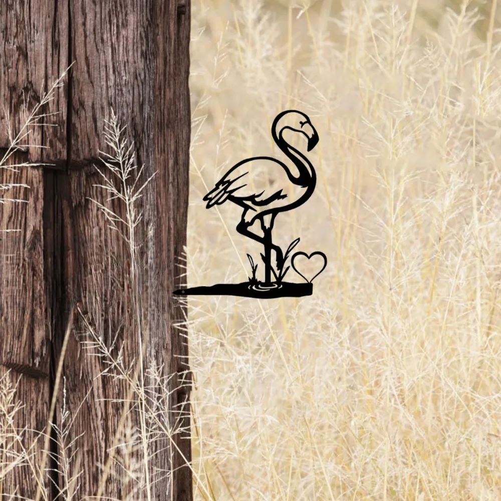 Стальной силуэт фламинго на ветке — металлические настенные рисунки для дома