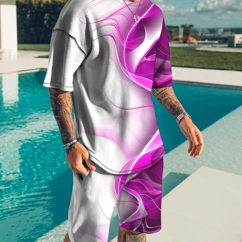 

Summer Set For Men T-shirt Shorts 2 Pieces Set 3D Print Casual Men's Suit Short Sleeve Men Tracksuit Set Oversized Men Clothing