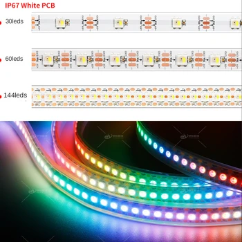 SK6812 RGBW Led Strip Light 4 IN 1 Similar WS2812B 30 60 144 LEDs/m Individual Addressable RGBWW Led Lights IP30 65 67 DC5V 4