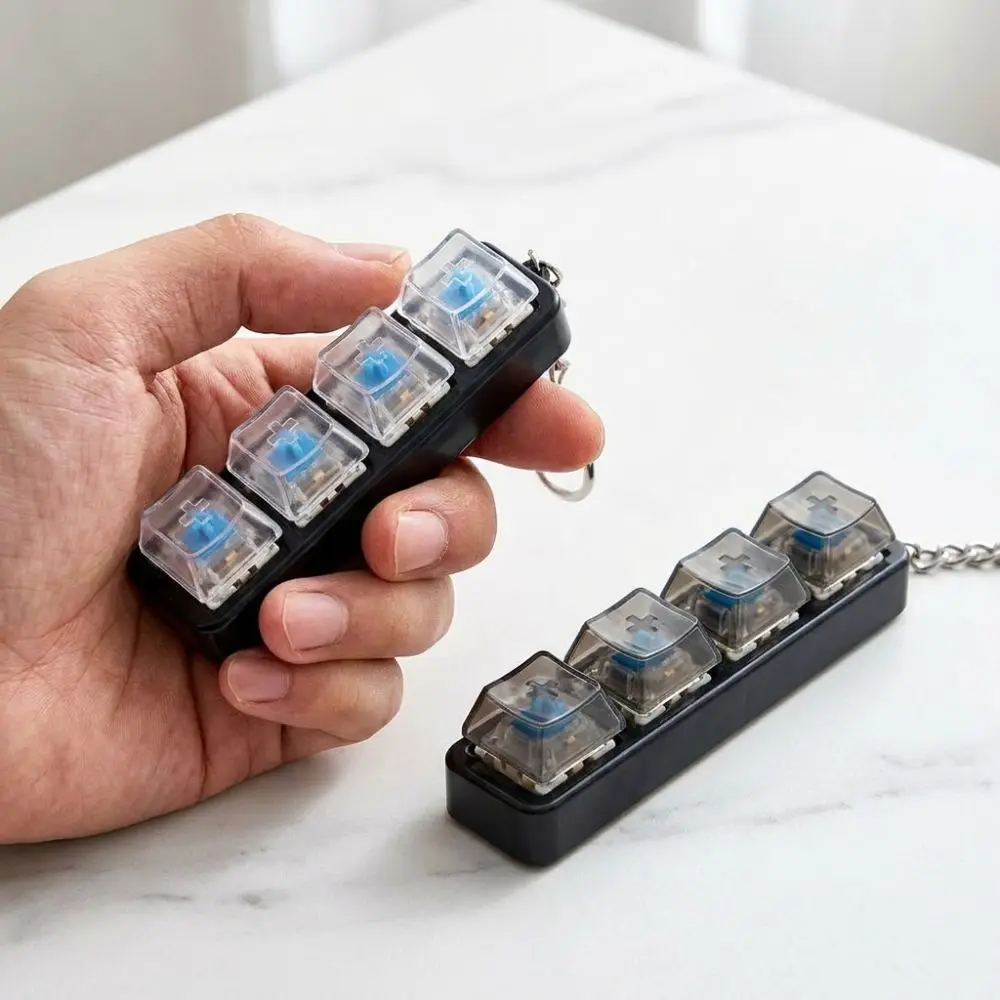 Фото Брелок-клавиатура с 4 LED-клавишами: четкий щелч, приятное тактильное ощущение, светящиеся колпачки клавиш, прозрачный, износостойкий, с LED-подсветкой №2