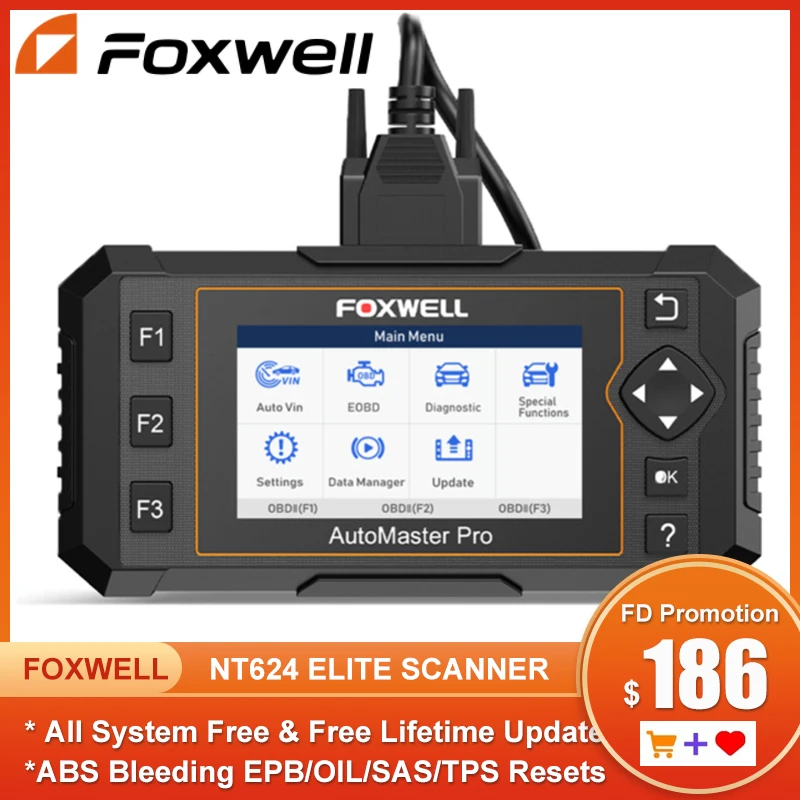 Foxwell NT624 Elite OBD2 сканер диагностический инструмент живой данных полная система obd2
