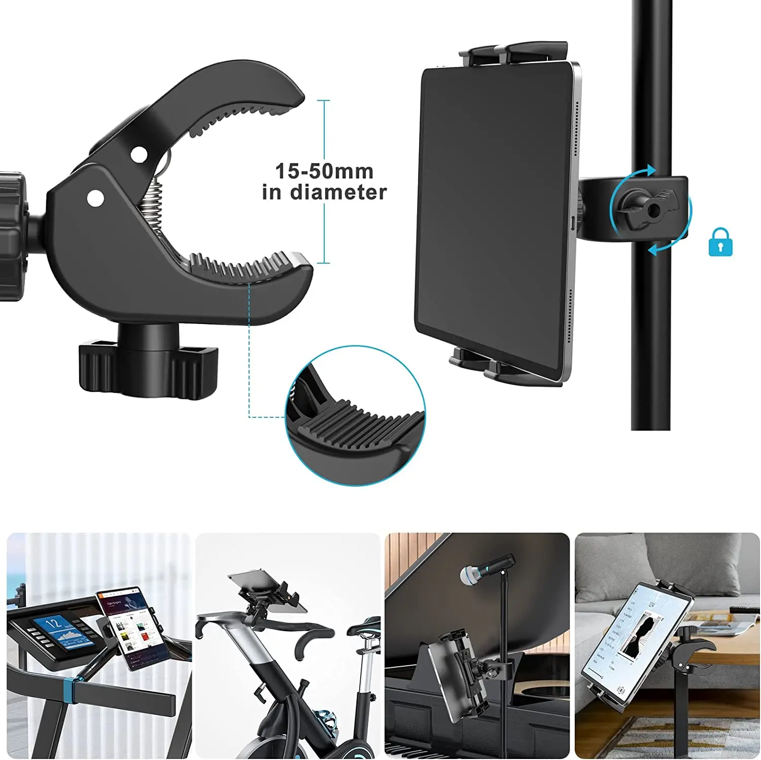 Bikes Tablet Holder 4-12 inch Treadmill Flexible Mount Bicycle Bracket Handlebar Stand Support For iPad Samsung Xiaomi