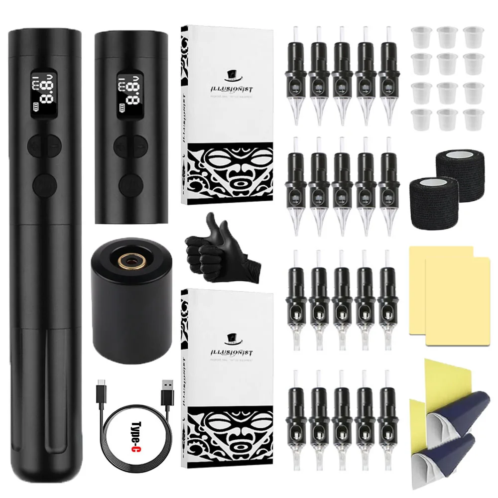 Набор для тату-машинки беспроводной аккумулятор с картриджем и иглой 2 шт.