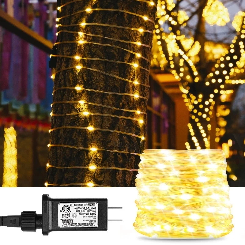 

EU Plug PVC Wire Outdoor LED Color String Lights Holiday Waterproof Fairy Garland for Christmas Tree Wedding Party Decoration