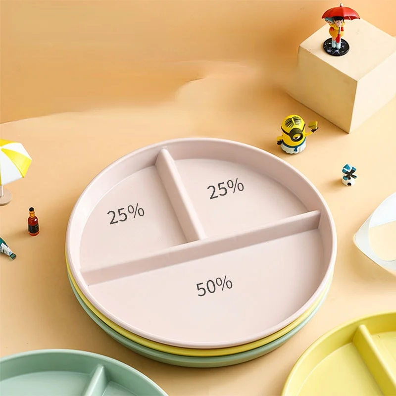 Тарелка с отсеком для еды круглые пластиковые обеденные тарелки столовая посуда