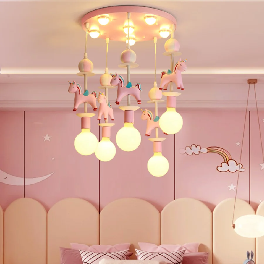 

Современный розовый потолок, искусственная кожа, мультфильм, смола, пони, стекло, потолочные светильники, принцесса, цветные, вращающиеся, д...