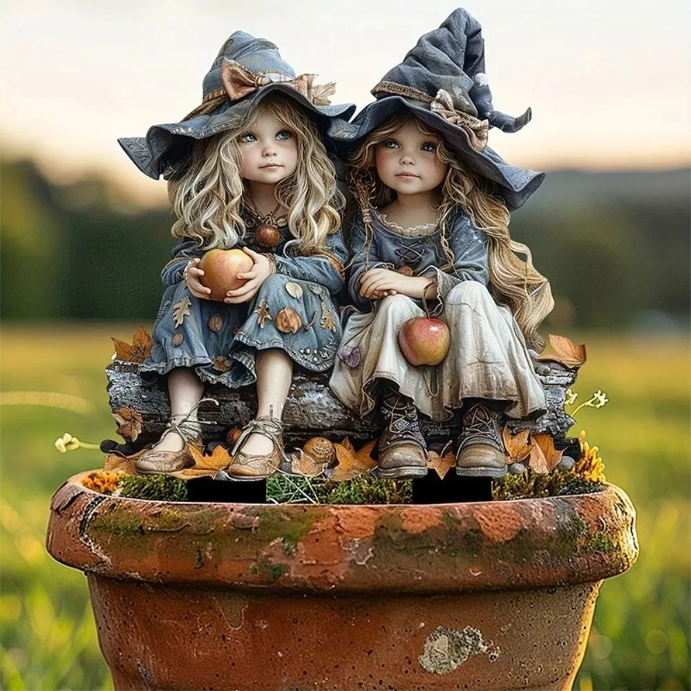 Украшения синие два девушки мечтательный сад ворс акриловый двор художественный