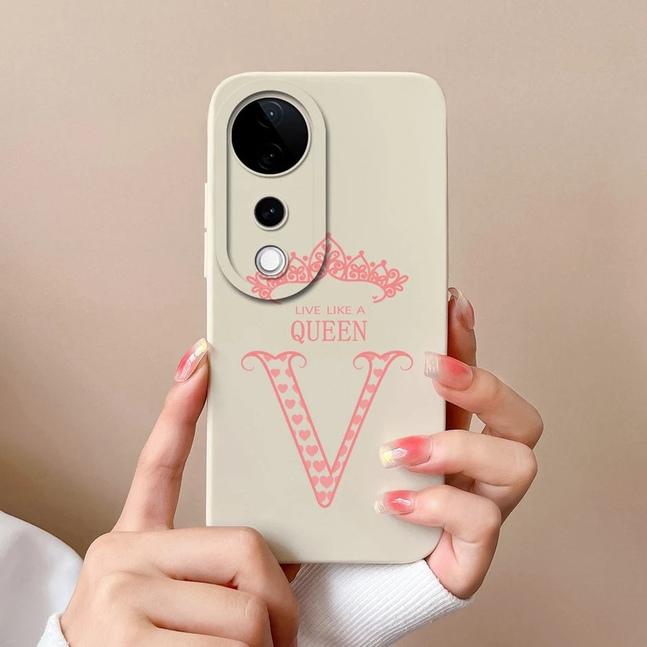 ДЛЯ Vivo V40 Pro SE Lite 5G Роскошная корона с буквами силиконовая мягкая защитная задняя