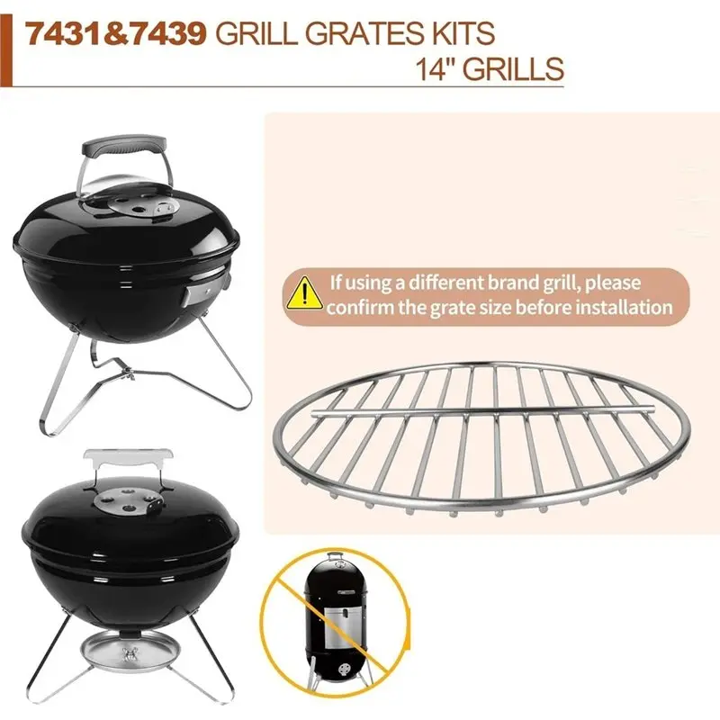 Фото Набор решеток для гриля ABKY-Cooking Grate 13,5 и 10,5 дюймов - подходит для решеток Weber 14 дюймов Smokey Joe Silver и Gold Tuck-N-Carry. №2