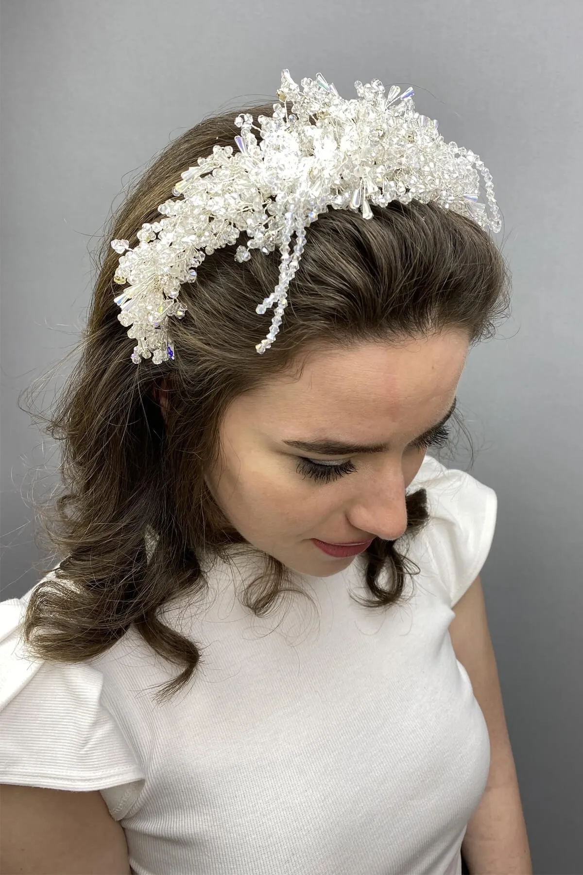 

White Zosma Crystal Stone Henna and Bridal Crown