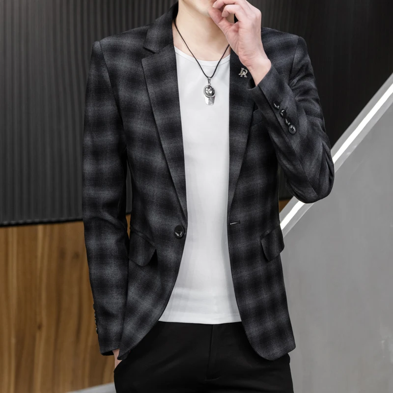 

Thousands of Bird Case Suit Jacket Spring Sense of British Yuppie Men's Wear Light Luxury Small Fragrant Wind Leisure Suit Jacke