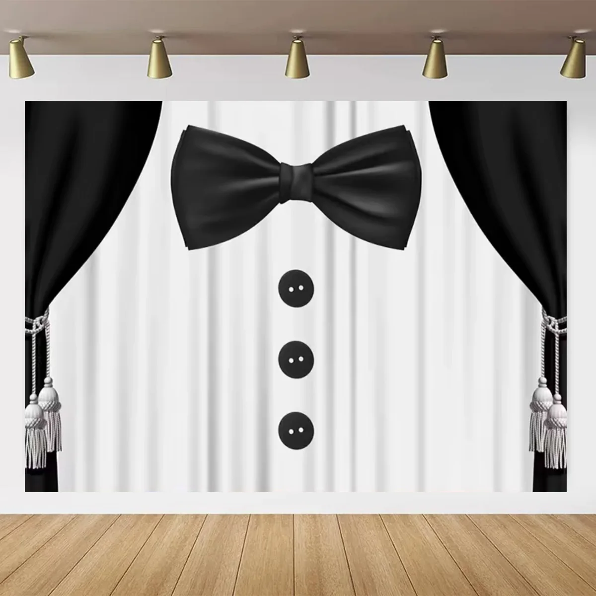 Фон для шпионской вечеринки 007 черно-белый фон с галстуком костюма детский день