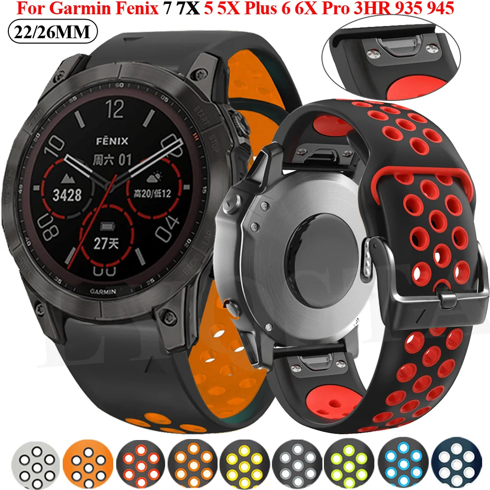 

Ремешок силиконовый для смарт-часов Garmin Fenix 7 7X 6 6X Pro 5X 5 Plus 3HR 935 945
