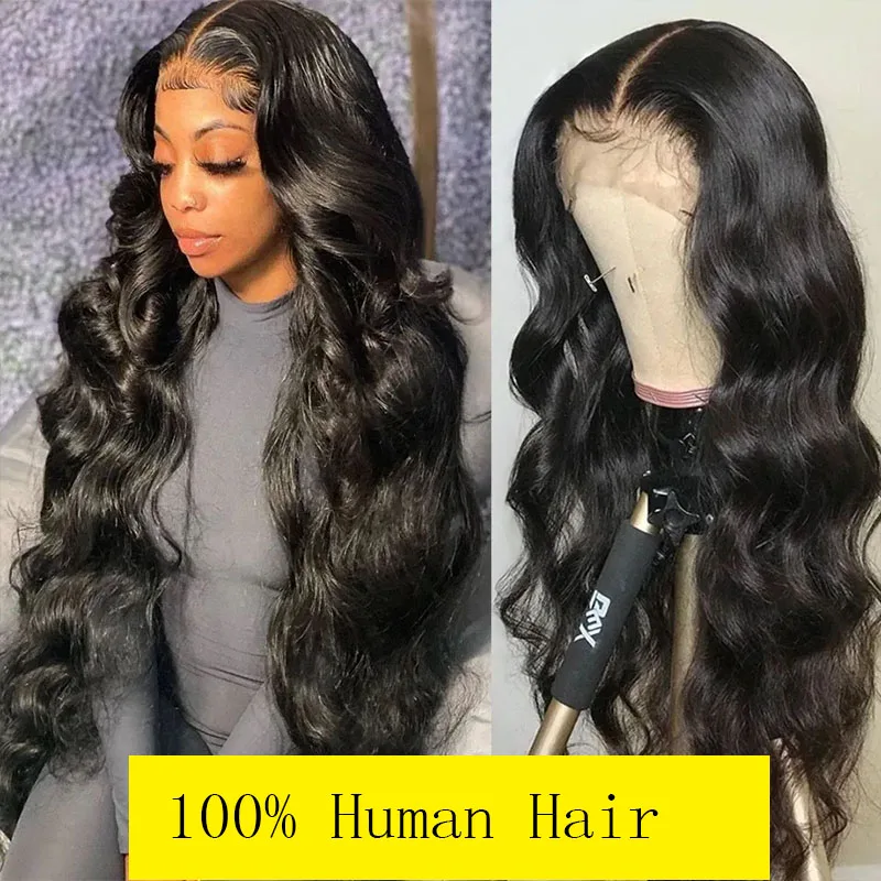 

13x4 HD прозрачные волнистые передние парики из человеческих волос на сетке, 180% бразильские волосы без повреждений, 30 дюймов, влажные и волнист...