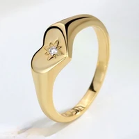 exquisite glossy gold color heart rings for women fashion ring bride wedding anniversary fashion accessory