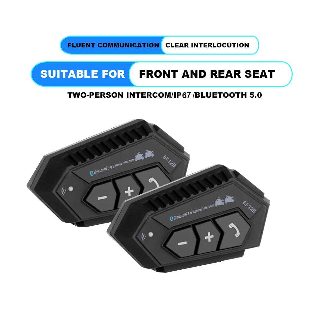 

Motorcycle Helmet Intercom Bluetooth 5.0+CSR Headset 2000mah Battery Handsfree For Full/Half Face Helmet BT-12B PK BT-12/12S