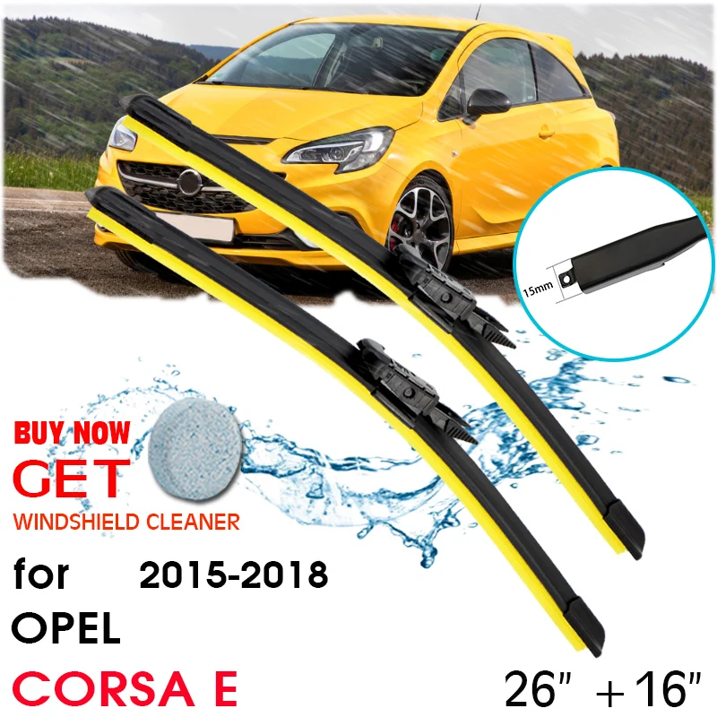 

Car Blade Wiper Window Windshield Rubber Silicon Refill Wiper For Opel CORSA E 2015-2018 LHD / RHD 26"+16" Car Accessories