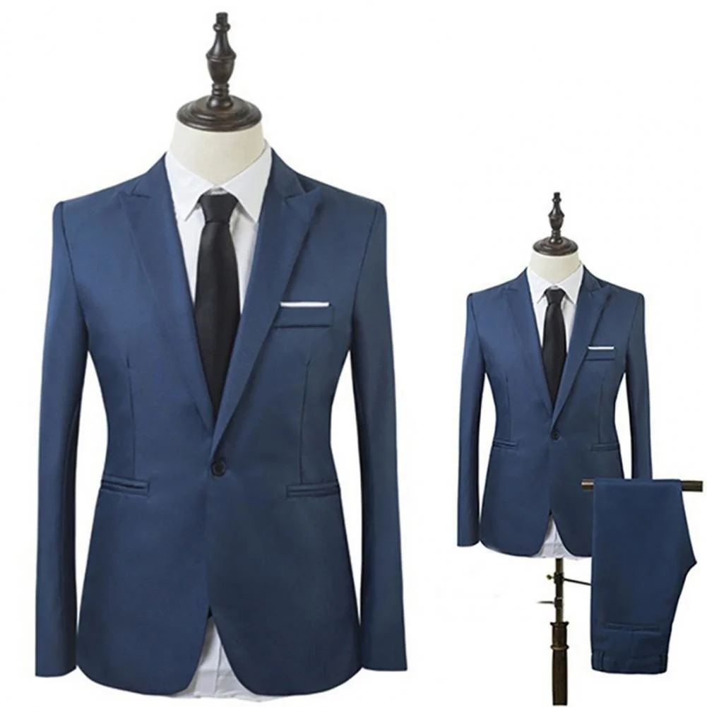 

Men Slim Fit Business Suit One Button Formal Two-Piece Suit Boutique Business Dress Weddin room Suit Coat Blazers Trousers