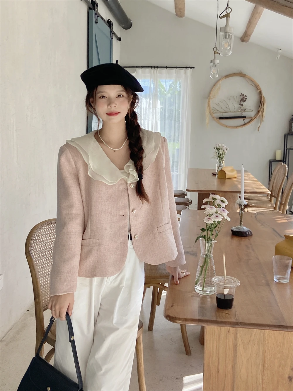 

Fashion Age-Reducing Lotus Leaf Collar Short Jacket Top Women's 2022 Early Autumn Western Chic Small Suit
