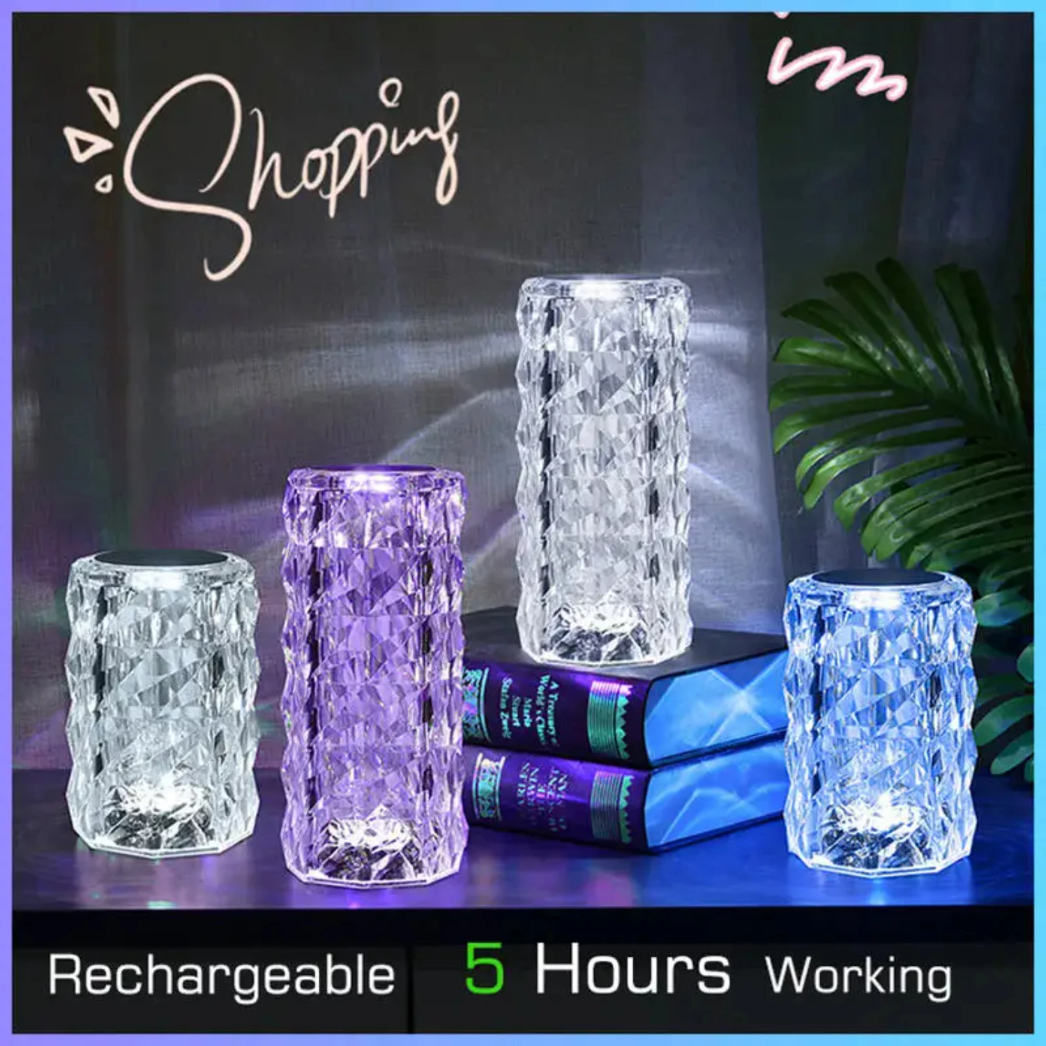 Хрустальный светодиодный ночник Romm Decor Light USB перезаряжаемая окружающая лампа