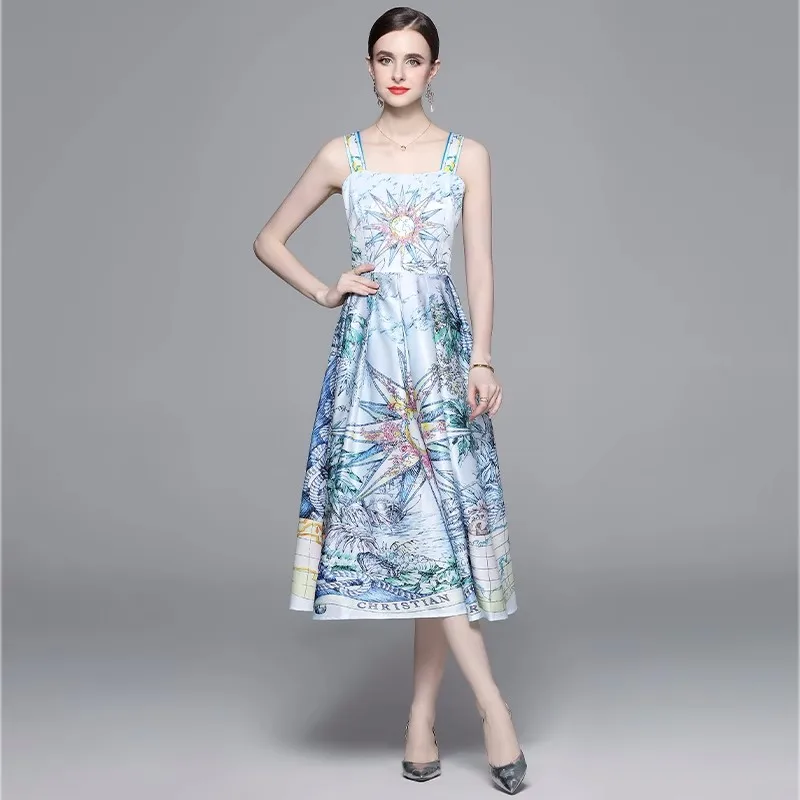 

Модное Элегантное женское летнее платье с квадратным вырезом без рукавов на тонких бретельках