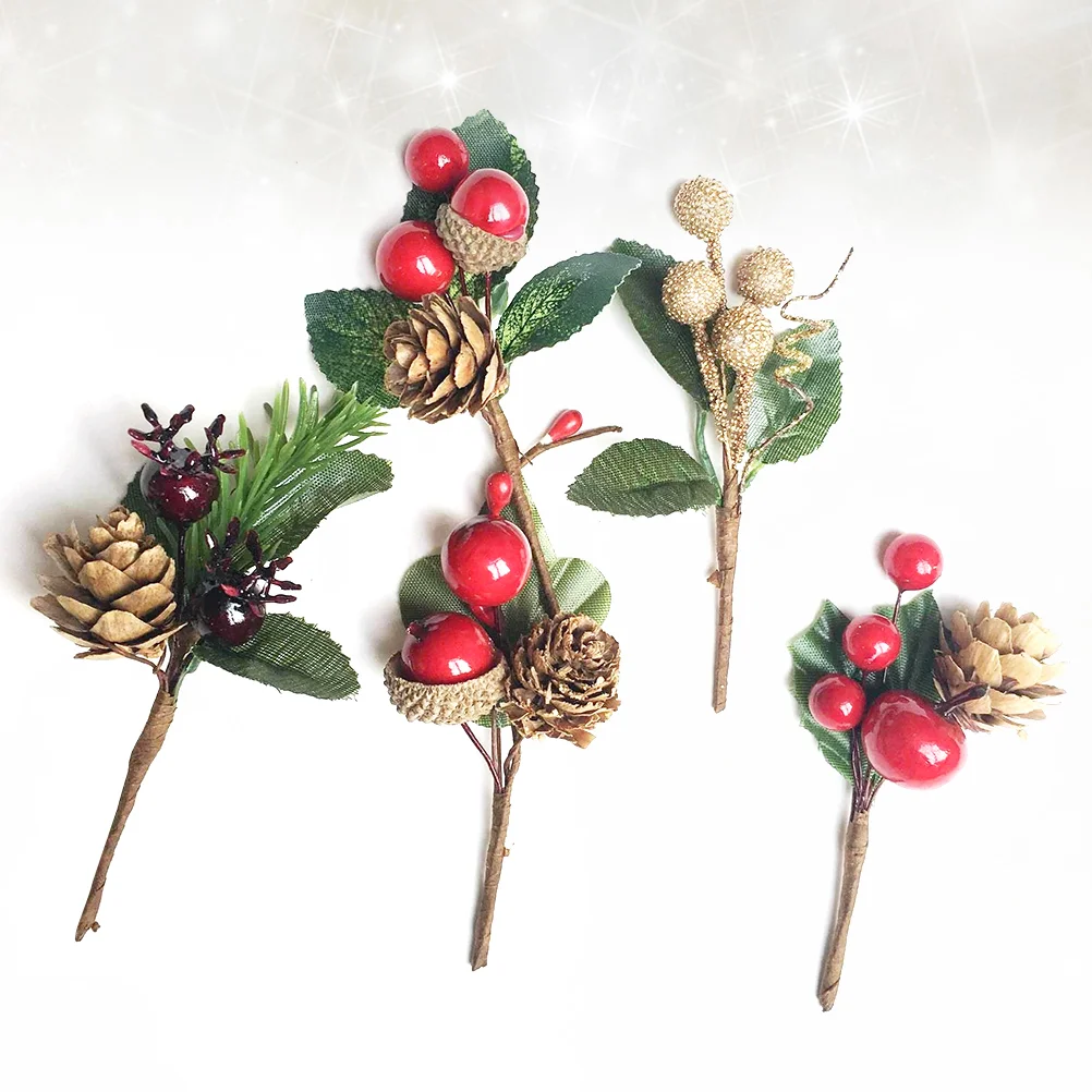 

Berry Christmas Pick Greenery Berries Cones Floral Pine Holly Branch Stem Tree Twig Diy Picks Spray Faux Branches Wreathcrafts