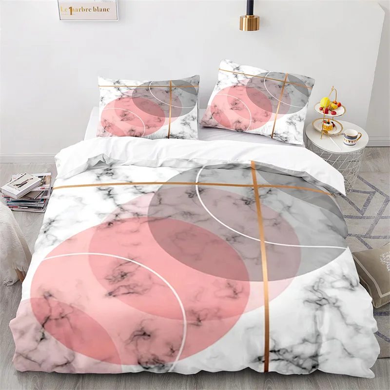 

Marble Duvet Cover Set King Microfiber Geometric Bedding Set Abstract Triangle Comforter Cover For Kid Adult Teen Bedroom Decor