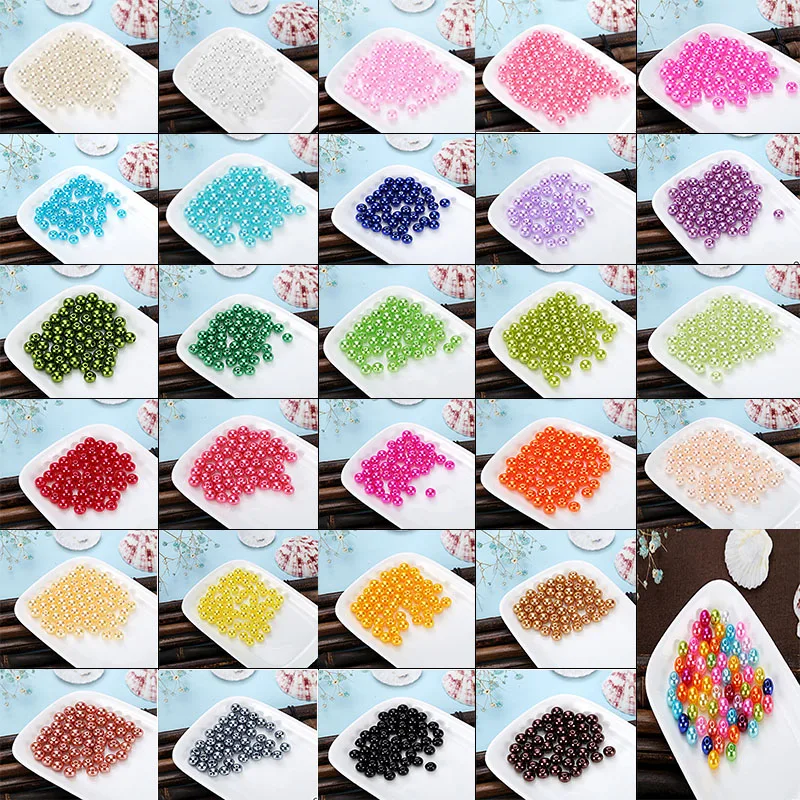 

6mm Rainbow Color Straight Hole Pearl DIY Bracelet Necklace Jewelry Accessories 100pcs