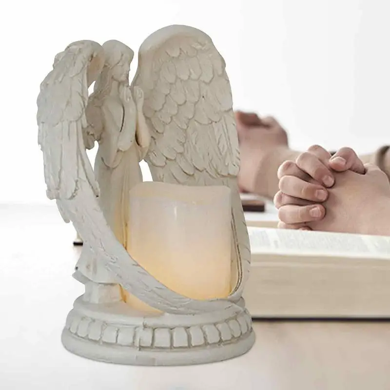 

Praying Angel Candle Holder Home Art Angel Statue And LED Candle Flameless Plastic LED Candle Prays To Heal Comfort Protect