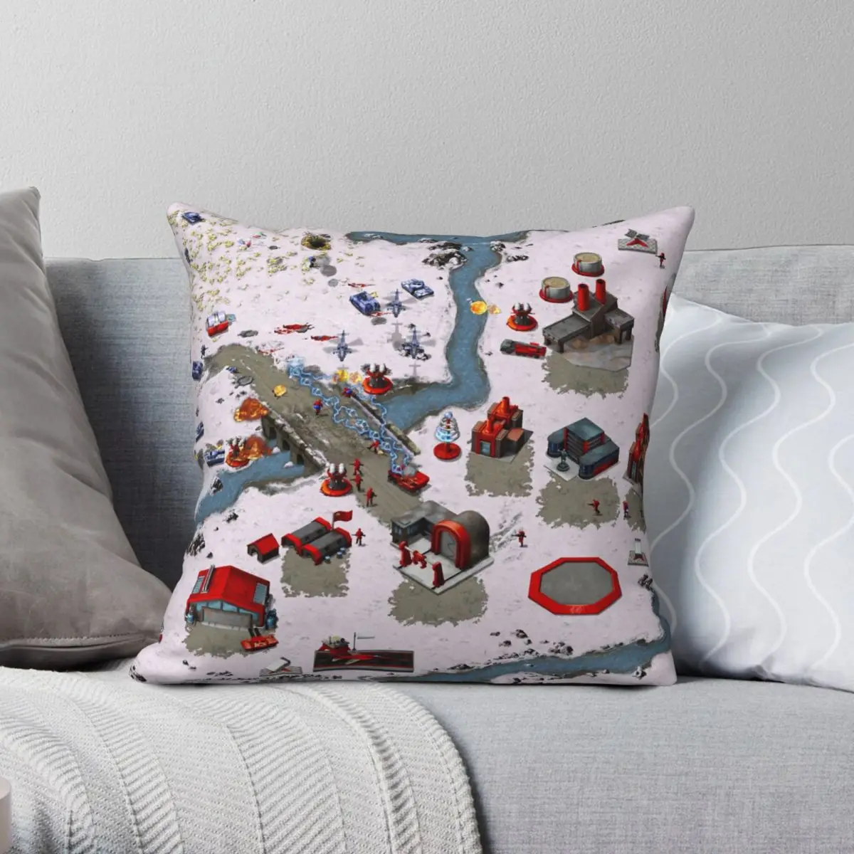 

Подушка в стиле ретро с принтом красного цвета