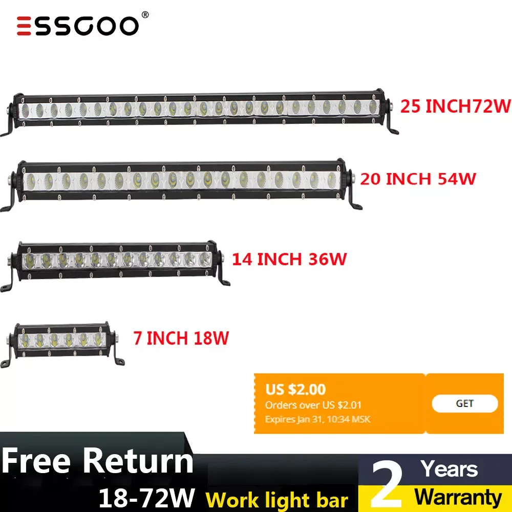 

7 дюймов 14 дюймов 20 дюймов 25 дюймов рабочий свет бар автомобиля внедорожник рабочий свет 18 Вт 36 Вт 54 Вт 72 Вт Автомобильная крыша светодиодный ...