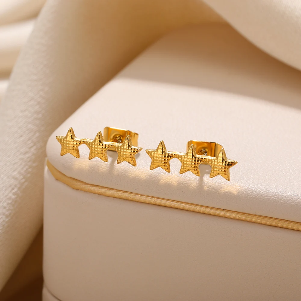 

Exquisite Star Stainless Steel Earrings Gold Color Women's Earrings Piercing Gothic High Quality Fashion Jewelry Festival Gift