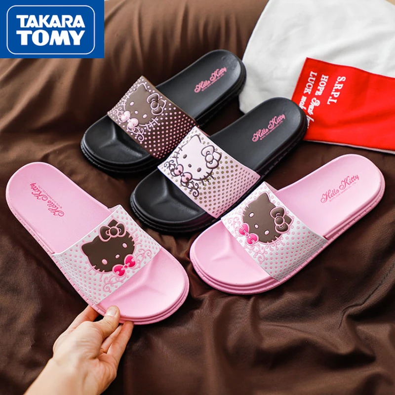 

TAKARA TOMY Hello Kitty Women's Summer Bathroom Indoor Non-slip Slippers Children's Indoor Home Wear-resistant Flat Shoes