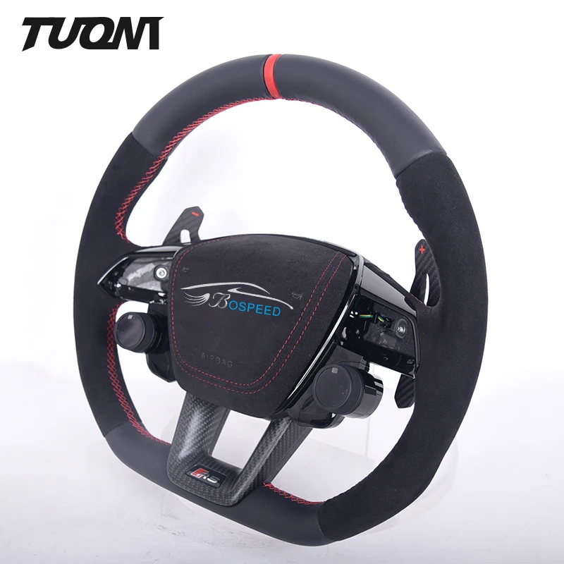 

For Audi A6 A7 RS6 C8 RS7 C7 RS5 RS3 B9 B9.5 Custom Smooth Leather Alcantara Car Steering Wheel Custom