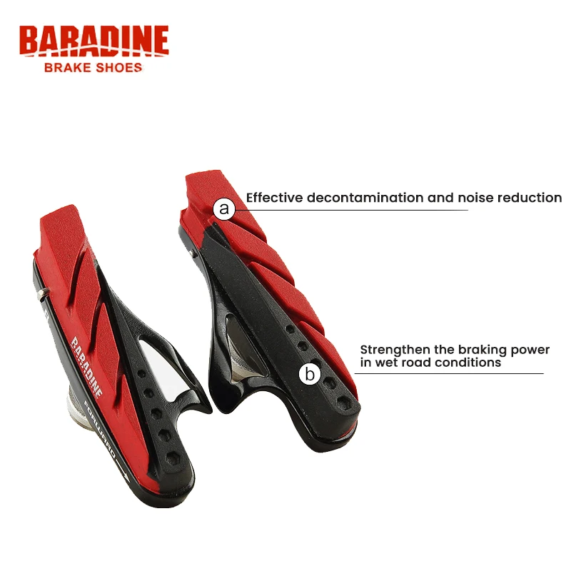 BARADINE 1 Pairs Bicycle Brake Pads For C/V Silent Durable Skid Glue Holder Shoes Blocks Rubber Parts