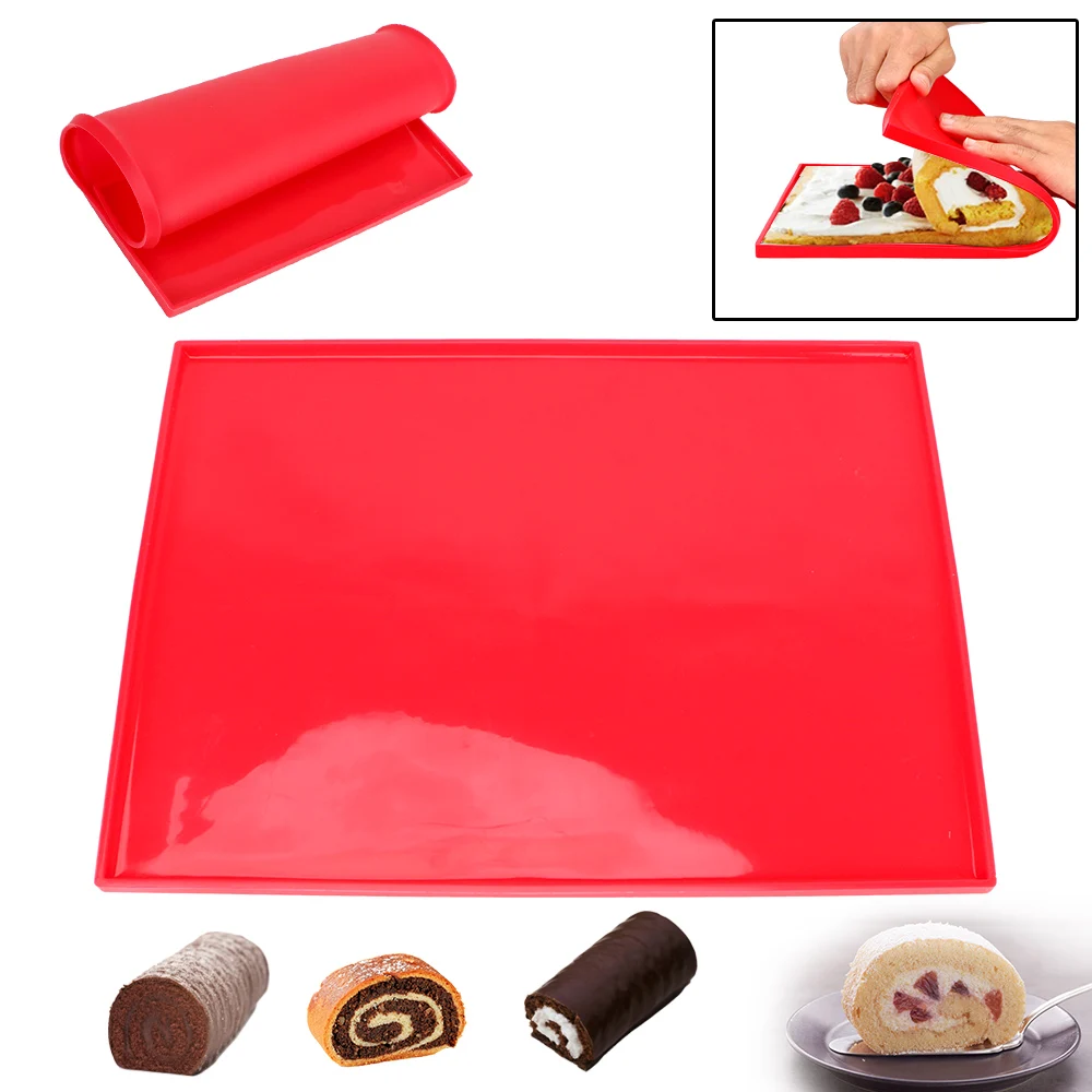 

DIY Multifunction Cake Pad Baking Mat Bakeware Oven Liner Swiss Roll Pad Non-Stick Silicone