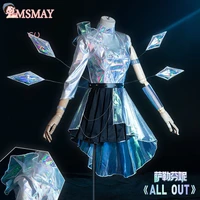 msmay game lol cosplay kda seraphine costume kda all out more 2020 cosplay costume dresses skirt outfits with earring set
