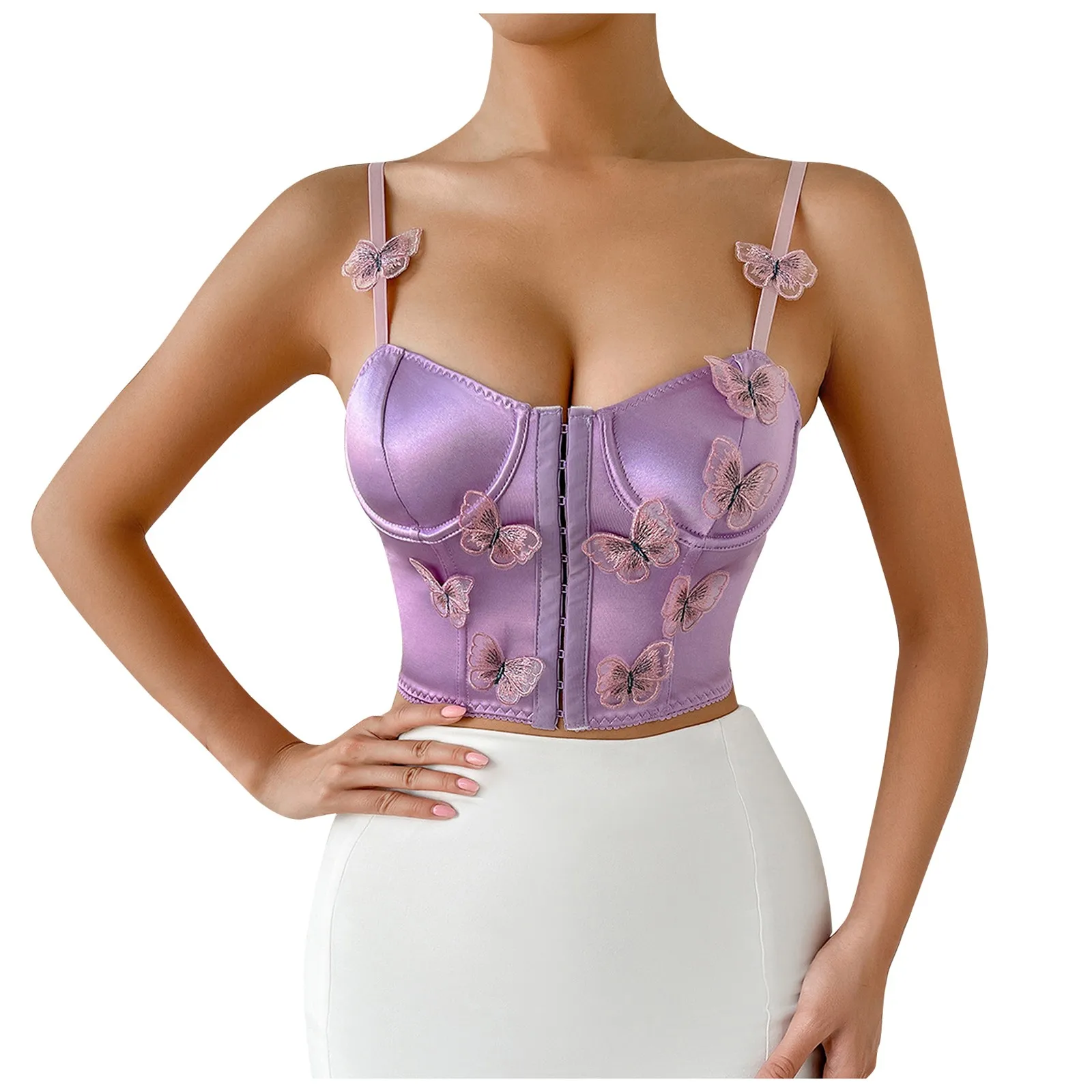 

Корсет, топ, бюстье, топы для женщин, регулируемая майка, укороченная майка, кружевная Женская однобортная сексуальная модель 2023