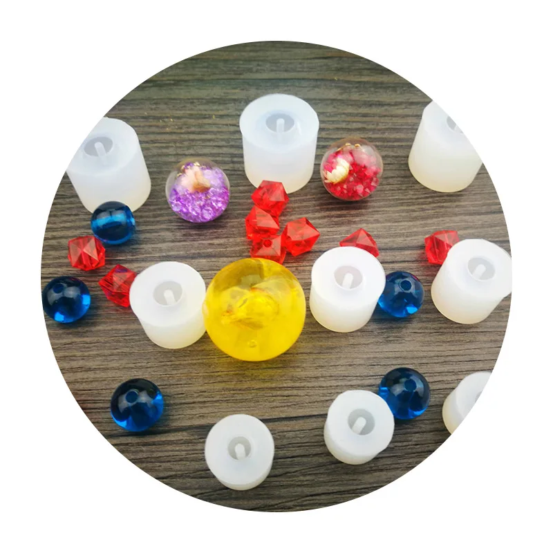1PC Perforated Bead Pendant Silicone Mould Resin DIY Jewelry Crystal Epoxy Ab glue Sphere Cube | DIY&ampsilicone Mold