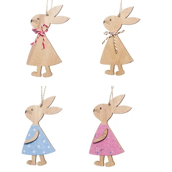2.76x4.33in Lovely Easter Rabbit Wooden Ornaments for Kids/Adults Relieve Stress Supplies Christmas Atmosphere Cultivate