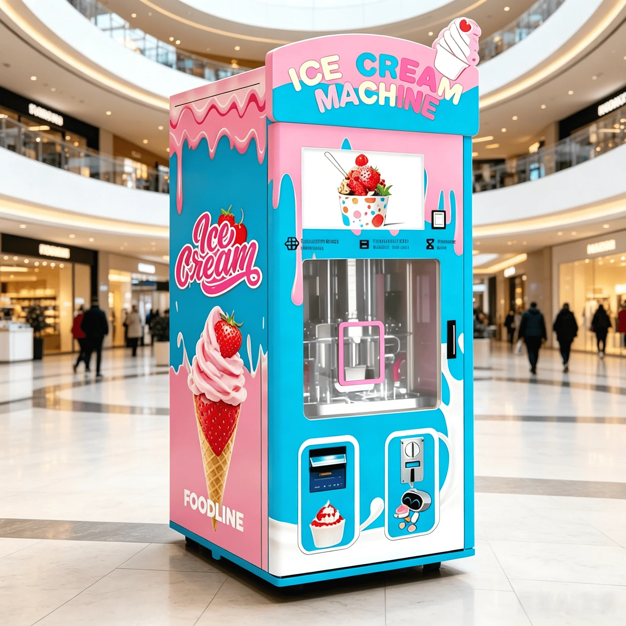 Фото Торговый автомат для мороженого FOODLINE Commercial Entertainment Plaza с большим объемом хранения и сенсорным экраном, киоск для холодных закусок №1